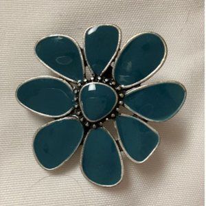Grace Adele Teal blue green Enamel flower bag clip